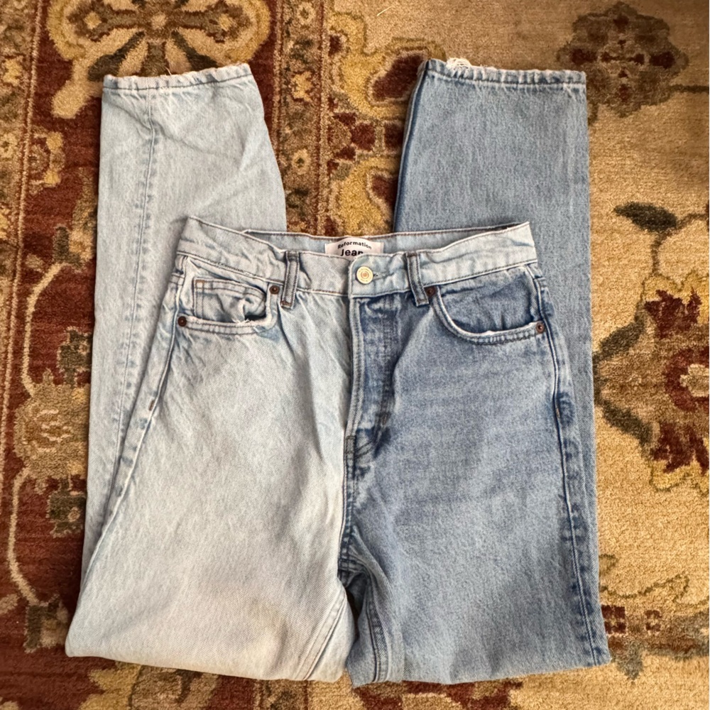Reformation Cynthia Twotone High Rise Straight Jeans Size 25 Two Tone - Picture 3 of 9